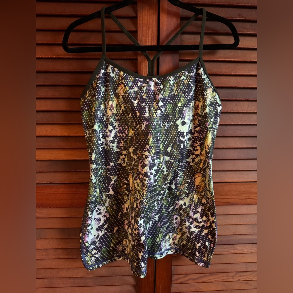 Lululemon Y-Back Tank Top | Multicolor Print Athletic Yoga Workout Top